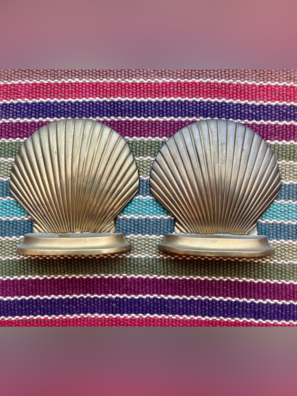 Vintage Shell Bookends - Brass Decorative Pair - Picture 3 of 5